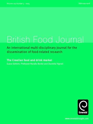 cover image of British Food Journal, Volume 105, Issue 3